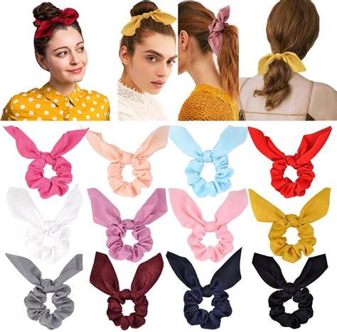 Amazon Lukpow Pack Hair Scrunchies Satin Silk Rabbit Ear