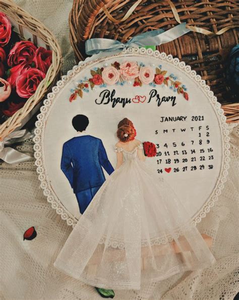 Embroidery Couple Calender Wedding Embroidery Wedding Embroidery