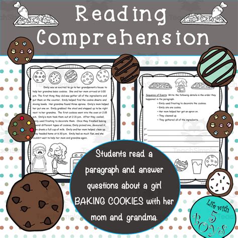 Reading Comprehension Passage With Questions Baking Cookies By Teach