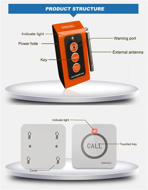 Singcall Hospital Nurse Button Alarm Pager Wireless Patient Call Buzzer