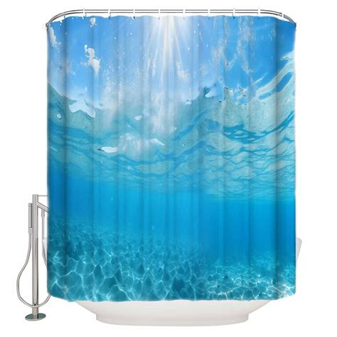 Shower Curtain Lightweight Shower Curtains With 12 Hooks Sea Waterproof