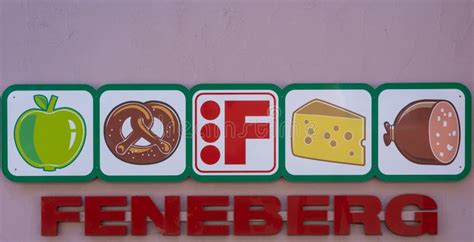 feneberg supermarket logo   shop building  germany editorial