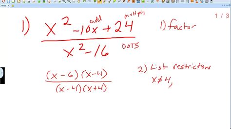 Simplifying Rational Expressions Problem 1 Youtube