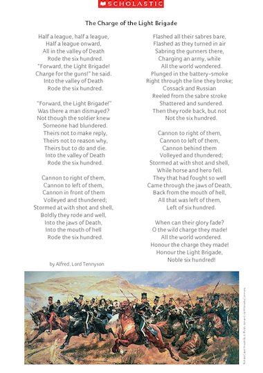 Charge Of The Light Brigade Poem Printable