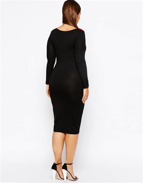 STYLISH CURVES PICK OF THE DAY: ASOS CURVE BODY CONSCIOUS DRESS WITH PANELS WITH LONG SLEEVE ...