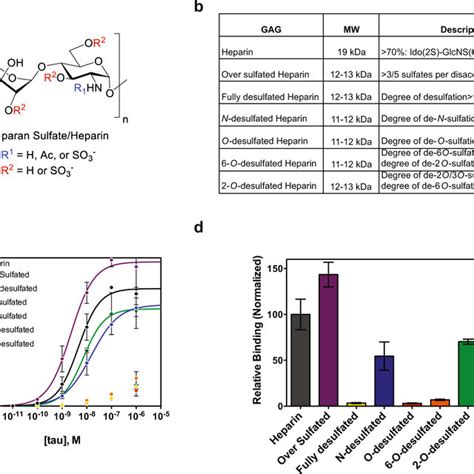 Binding Of Tau To Heparin Derivatives A Hs Chains Consist Of