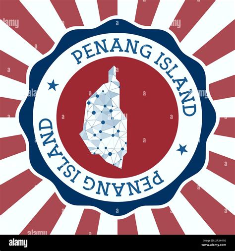 Penang Island Badge Round Logo Of Island With Triangular Mesh Map And