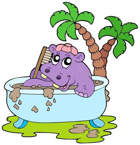 Hippo taking mud bath stock vector. Illustration of animal - 13035854