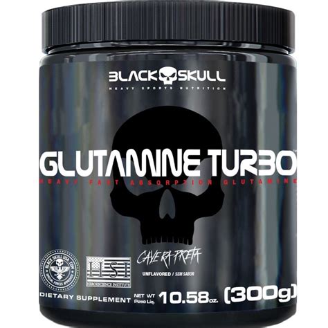 Suplemento Glutamine Turbo Sem Sabor Caveira Preta Black Skull G