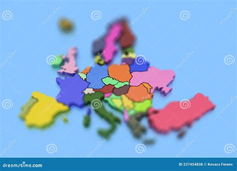 D Kaart Van Europa Met Heldere Kleuren In Europa Stock Illustratie