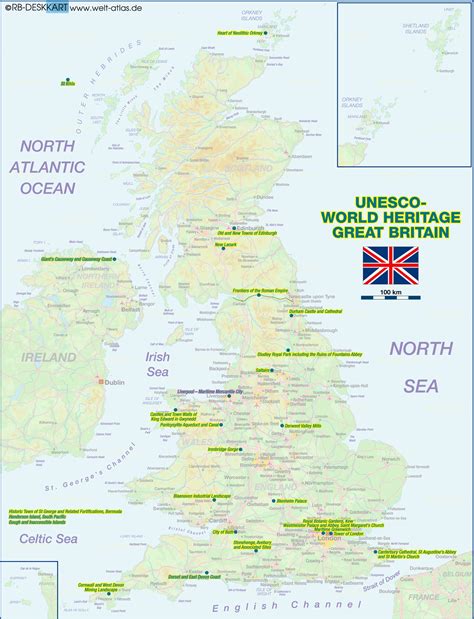 Map of UNESCO World Heritage Great Britain (United Kingdom) (Country) | Welt-Atlas.de