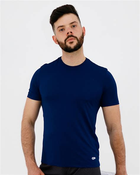 Camiseta Dry Fit Azul Marinho Masculina Lasfer Store Moda B Sica E