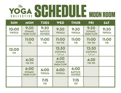 Schedule The Yoga Collective