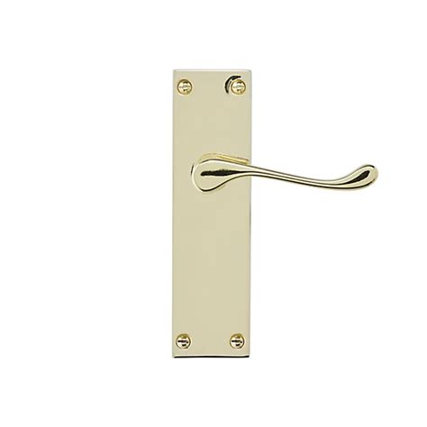 Colours Nehou Polished Brass Effect Zamak Scroll Latch Door Handle L96mm D55mm