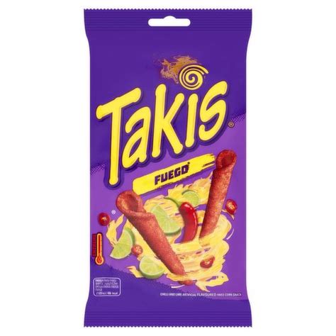 Takis Fuego Chilli And Lime Artificial Flavoured Fried Corn Snacks 100g