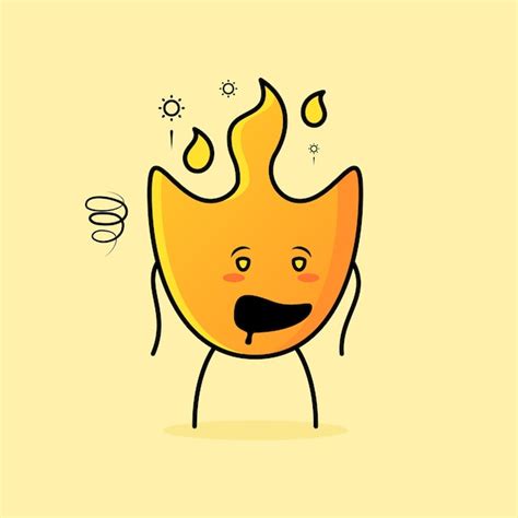 Premium Vector Cute Fire Cartoon With Drunk Expression Suitable For