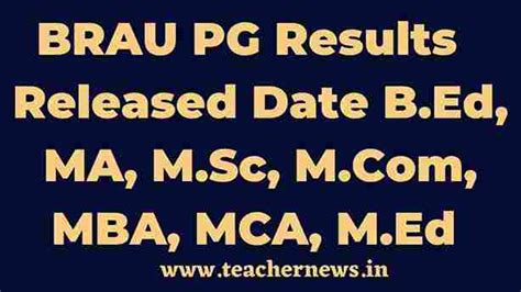 BRAU PG Results 2023 Released Date B Ed MA M Sc M MBA MCA M