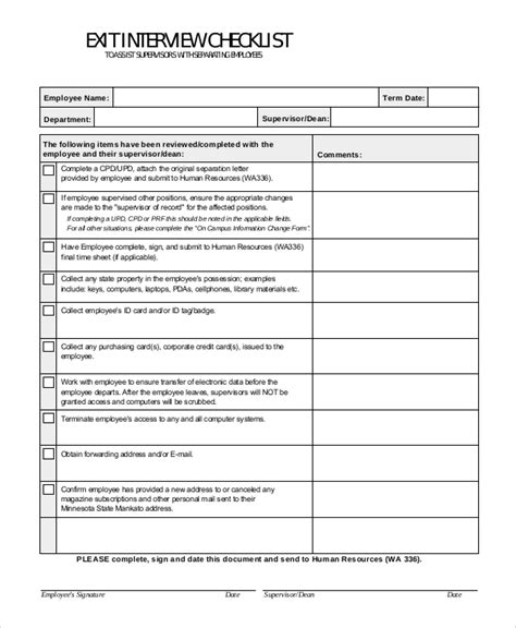 FREE 11 Sample Exit Interview Forms In PDF MS Word