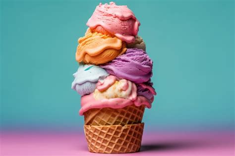 Premium Ai Image A Stack Of Ice Creams With The Word Ice Cream On The