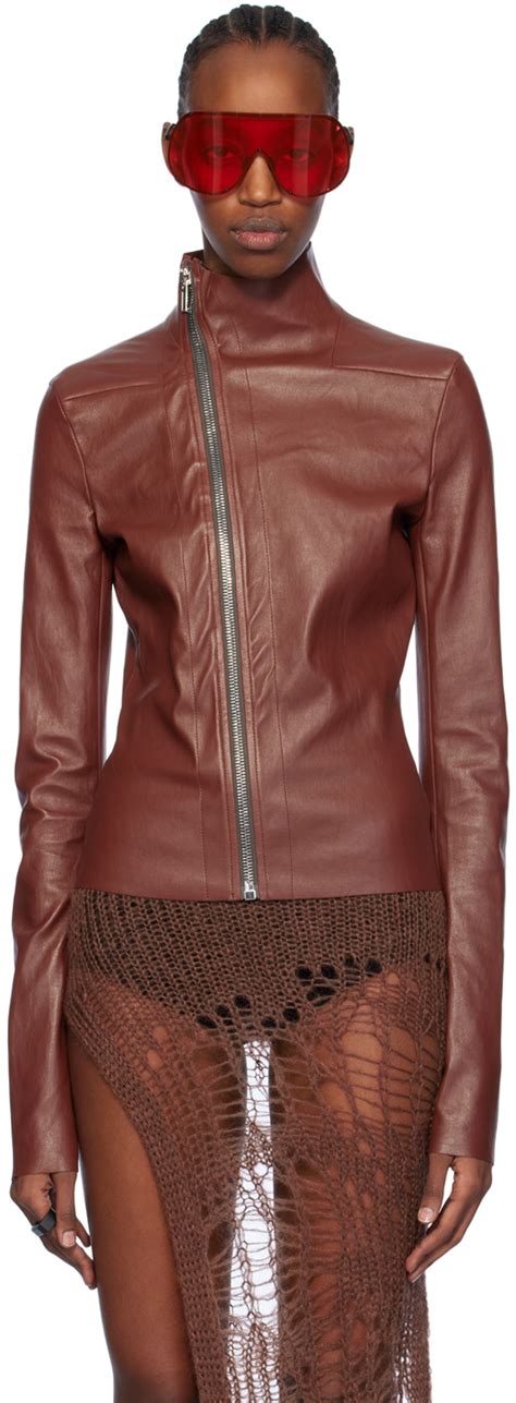 Brown Gary Leather Jacket By Rick Owens On Sale