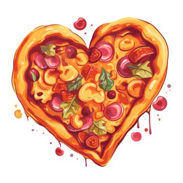 Pizza Heart Vector Sticker Clipart Heart Pizza Illustration Made With