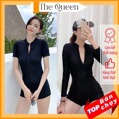 Size S 2XL Bikini liền thân đồ bơi đi biển 1 mảnh dây khóa kéo kín