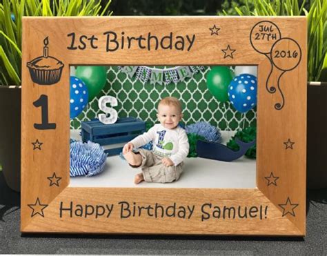 First Birthday Personalized Engraved Photo Frame Picture Etsy