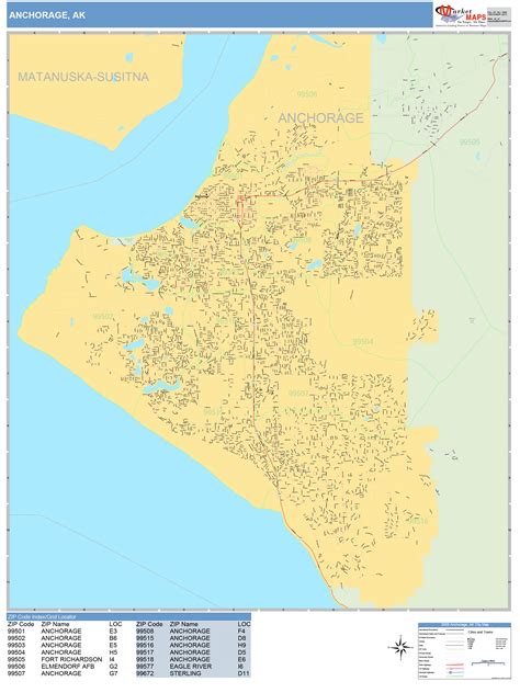 Anchorage Alaska Wall Map (Basic Style) by MarketMAPS - MapSales