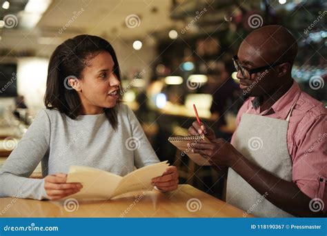 Woman Ordering Meal In Restaurant Stock Image Image Of Lunch Order