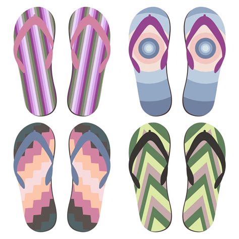 Set Of Beach Slippers Colorful Summer Flip Flops Over White Background 15448943 Vector Art At