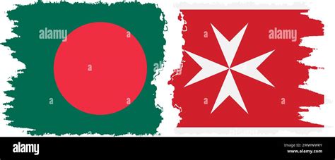 Malta And Bangladesh Grunge Flags Connection Vector Stock Vector Image