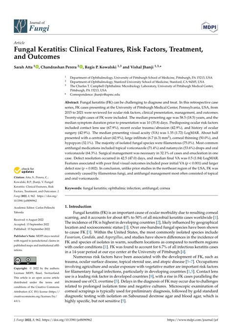 Pdf Fungal Keratitis Clinical Features Risk Factors Treatment And Outcomes