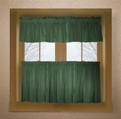 Hunter Green Color Tier Kitchen Curtain Two Panel Set