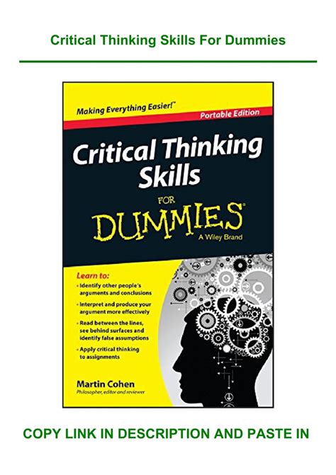 Read Critical Thinking Skills For Dummies Free Download