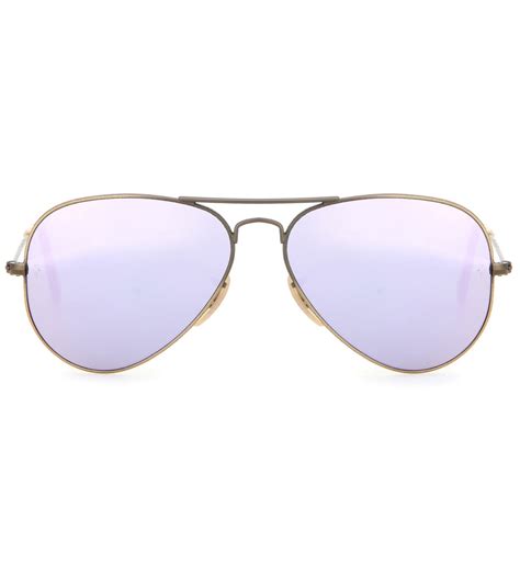 Ray Ban Rb3025 Mirrored Aviator Sunglasses In Purple Lyst