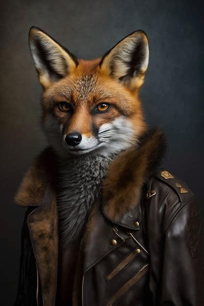 Premium Ai Image A Fox In A Leather Jacket