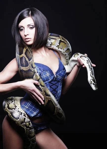 Sexy Brunette Holding Python Stock Photo By Kanareva 218744148