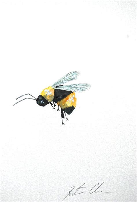 Watercolor Painting Original Bumble Bee 6x9 Etsy Original Paintings