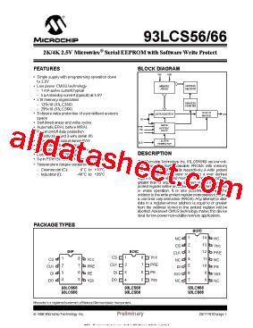 93LCS56 ISL Datasheet PDF Microchip Technology