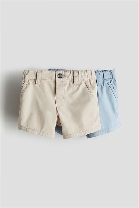 2 Pack Chino Shorts Light Dusty Bluebeige Kids Handm Gb