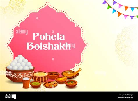 Illustration Of Greeting Background For Pohela Boishakh Bengali Happy