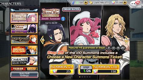 Bleach Brave Souls Thousand Year Blood War Reinforcements Zenith