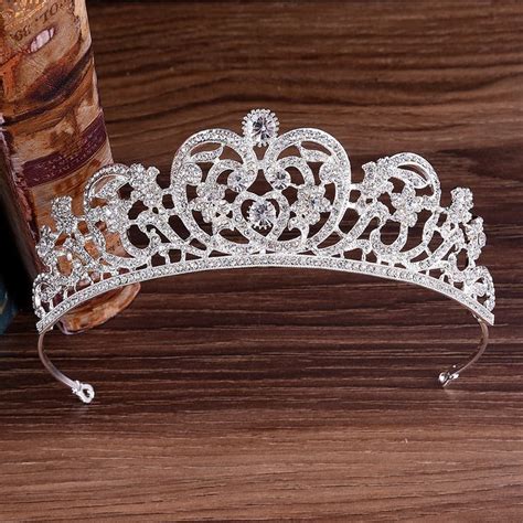 Silver Alloy Bridal Tiara Princess Crown With Rhinestone Accents