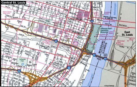 St Louis City Road Map For Truck Drivers Area Town Toll Free Highways