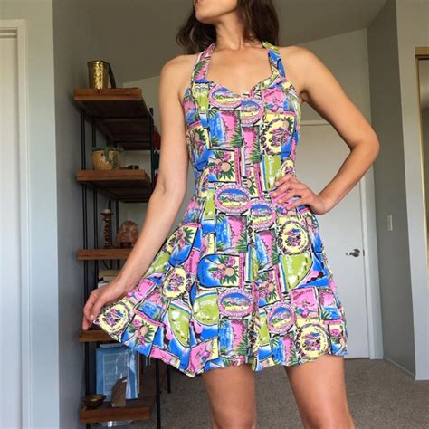 Tropical Hawaiian Themed Vintage 90s Summer Dress Depop