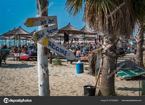 Golem Durres Albania August 2023 Overcrowded Beaches Golem Destination Durres – Stock Editorial ...