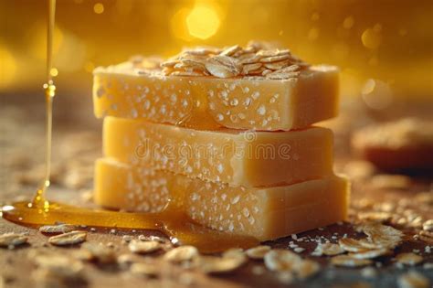 Handmade Soap With Honey And Oatmeal On The Table Stock Photo Image