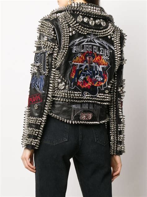 Philipp Plein Leather Spiked Biker Jacket Farfetch