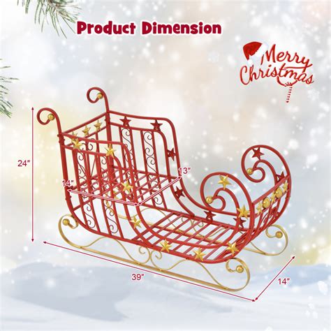 Metal Christmas Santa Sleigh With Large Cargo Area For Gifts Costway