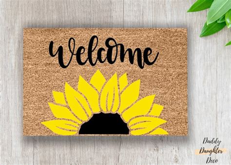 Flower Welcome Mat Sunflower Doormat Summer Doormat Etsy